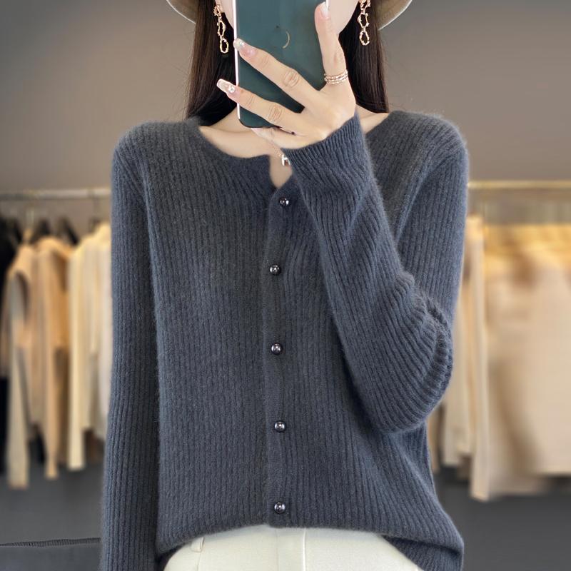 QingHe Kaschmir Damen 30% Kaschmir Cardigan - Weicher & Warmer Wollmischungs Pullover