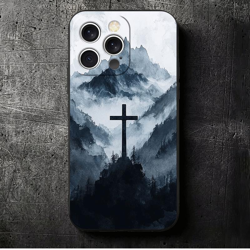God Jesus Pray Cross Bible Soft Phone Case for iPhone 16 16E 17 Air 15 Pro Max 14 Plus 13 Mini 11 12 7 Black Cover Back Shell