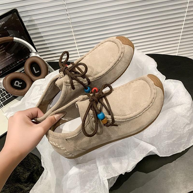 Retro Women's New Autumn Flat-bottomed Single Shoes with One Foot, Lazy Doudou Shoes, Casual Children