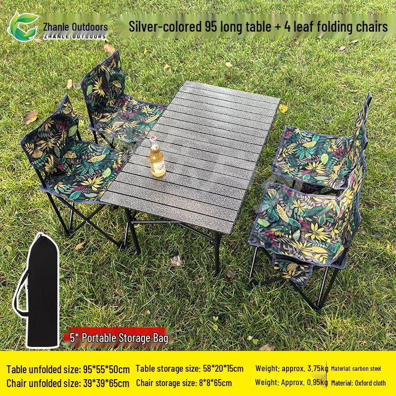 Outdoor Folding Table & Chair Set - Perfect for Leisure, Picnics, Camping, Barbecues, or Market Stalls. Portable and Compact Design.
