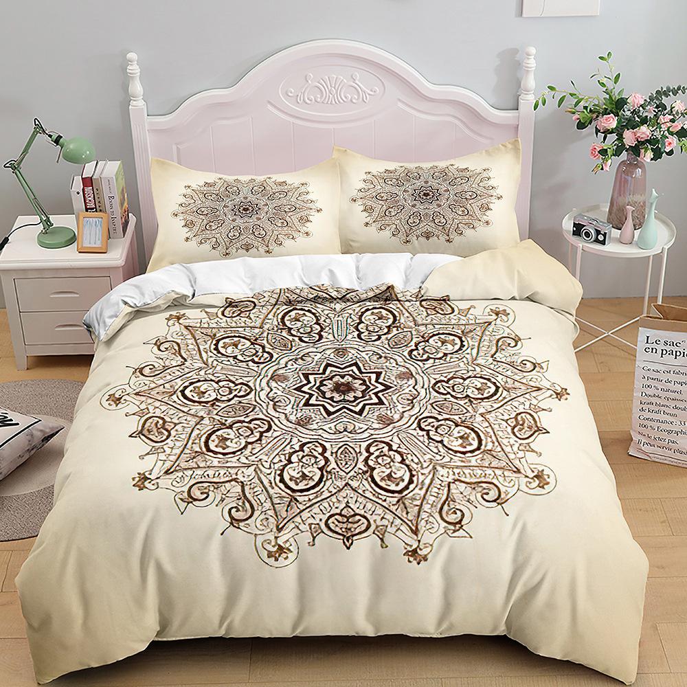 Bohemian Print Quilt Set Three-Piece, Home Textile Bedding