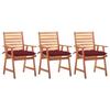 VidaXL Set of 3 Outdoor Dining Chairs with Cushions, Patio Seats, Dining Chairs, Garden Patio Furniture, 3064371