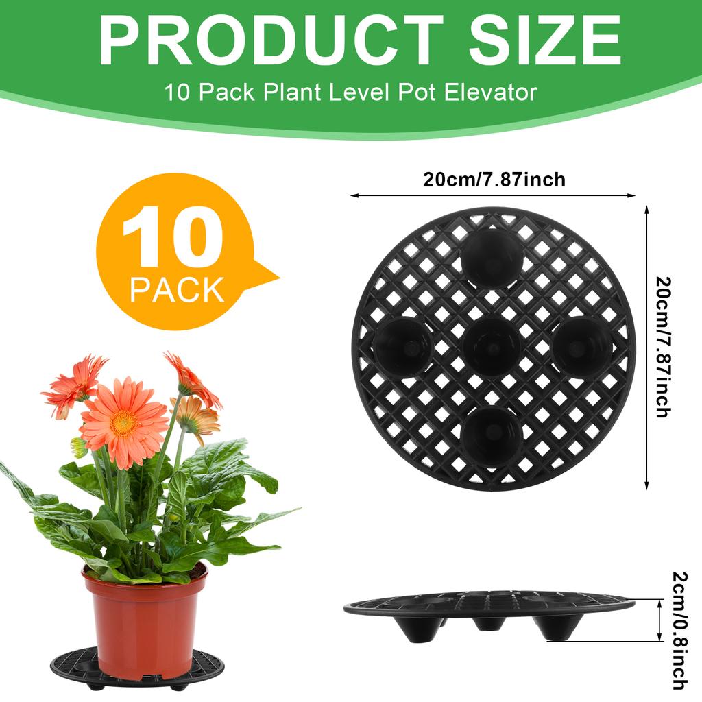 10 Pcs Plant Level Pot Elevator, Heavy Duty Plant Stand, Black Round Plant Flower Pot Holder Plastic Plant Risers For Indoor