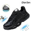 Bottes de Travail à Embout d'Acier Quatre Saisons Anti-écrasement Anti-perforation Chaussures de Sécurité Baskets Légères Respirantes pour Travail en Extérieur Noir