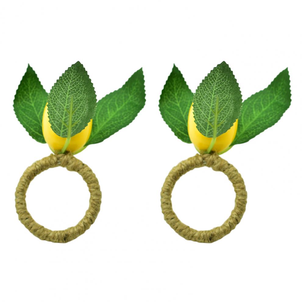 

Yellow Table Decor Napkin Rings Lemon-themed Napkin Rings for Wedding Banquet Table Decor Rustic Fruit Napkin Holders for Party