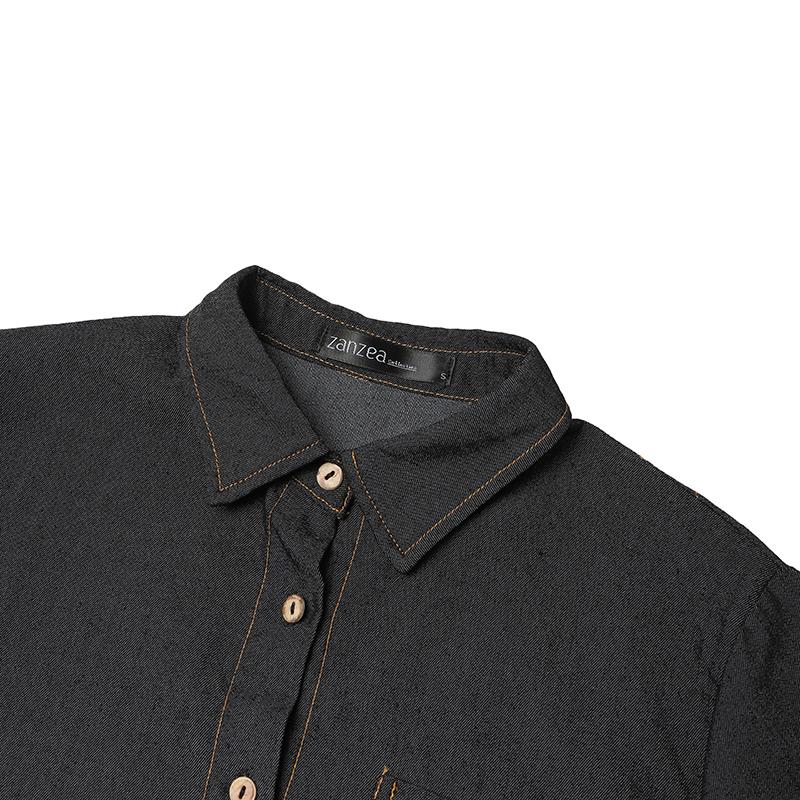 ZANZEA Vestido camisero informal de verano de manga corta con cuello vuelto para mujer