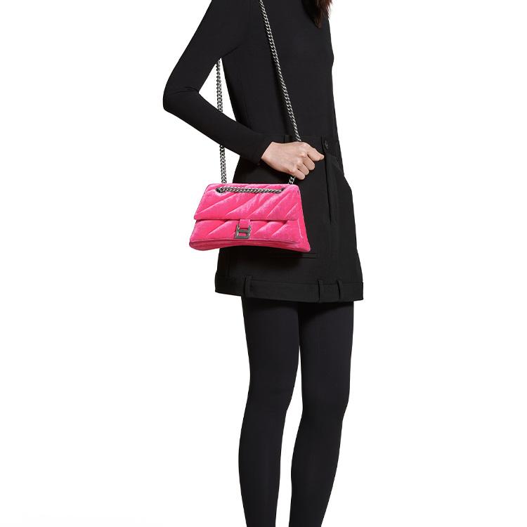 Balenciaga Studded Magnetic Closure Nylon Crossbody Shoulder Bag Small Women bags Bright-Pink 7163512AAPG5639