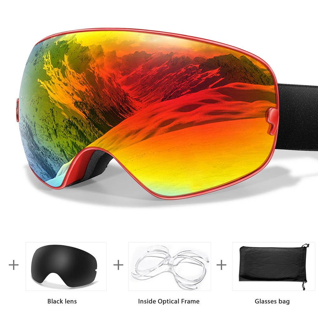 Men Women Outdoor Sports Ski Goggles Anti-fog Snowboarding Snowmobile Glasses UV400 Charngeable Lens Teen Charistmas Cycling
