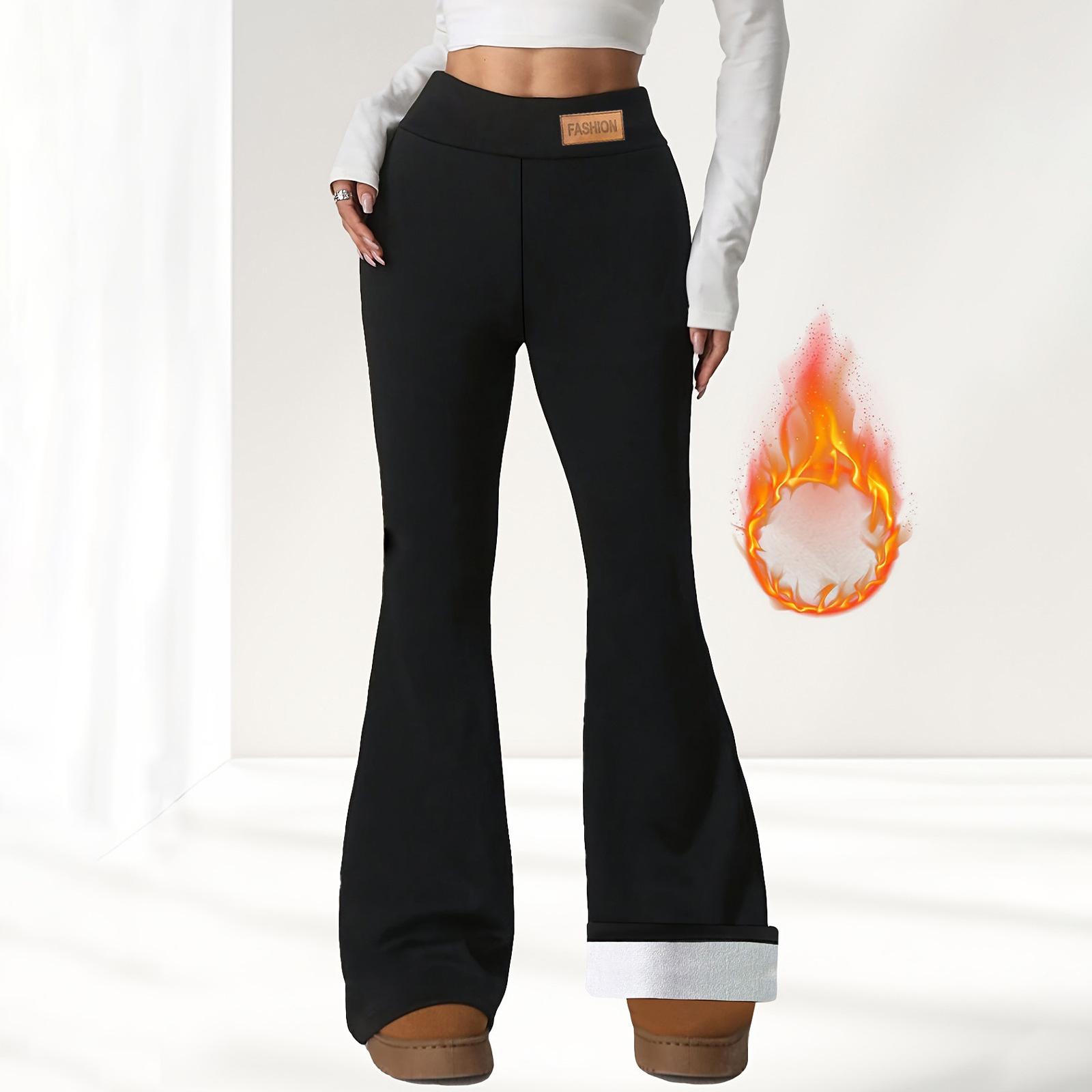 Women s High Waist Fleece Lined Leggings Thermal Slim Fit Flare Pants Winter S