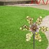 Luminous Effect Windmill Spinner Sculpture Metal Flower Pinwheel Wind Rotator  Lawn