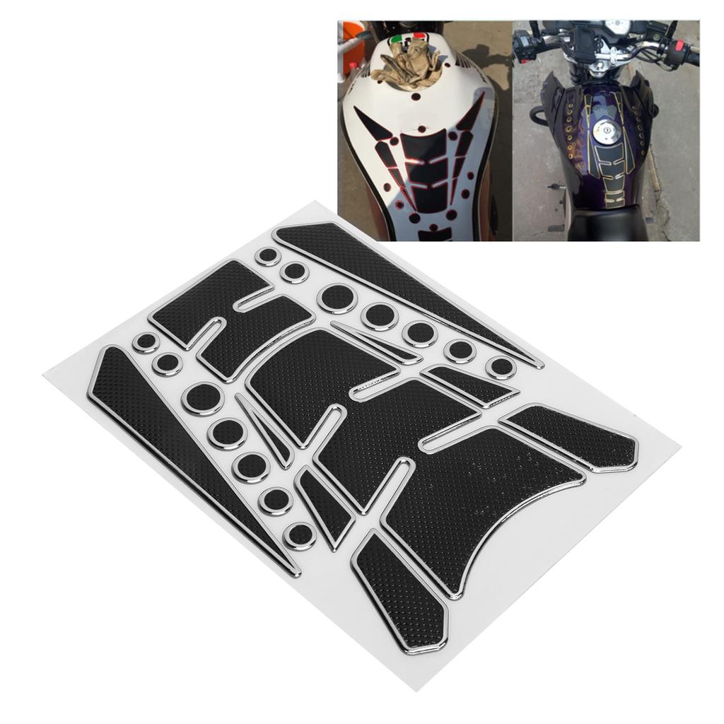 Motorcycle Fuel Tank Sticker Sponge Tape Round Dot Universal Personalized Pad Protector(Black Silver )