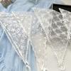White Woven Floral Lace Hair Scarf Wraps Women Retro Sweet Retro Lace Hair Accessories Breathable Hair Band