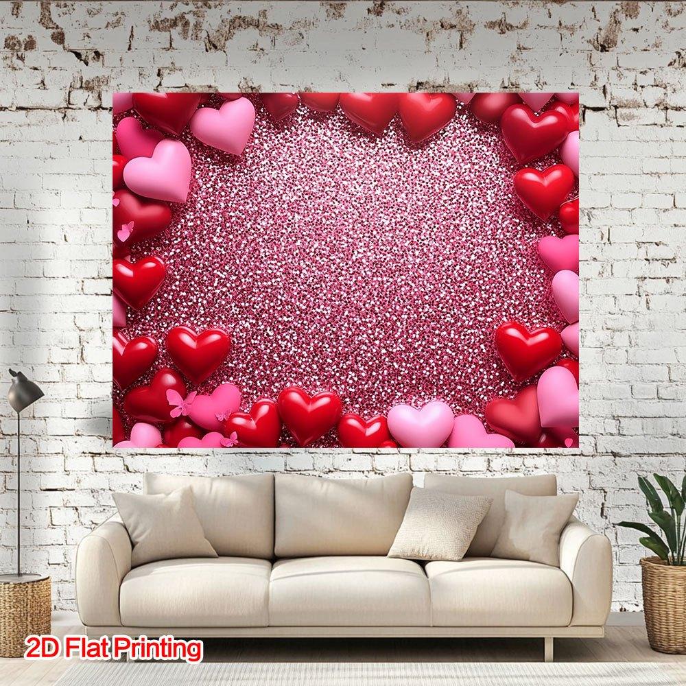 1Pcs Pink Red Hearts Romantic Pattern Decoration Background Valentines Backdrop Decorations For Photo Studio Photo Booth Party