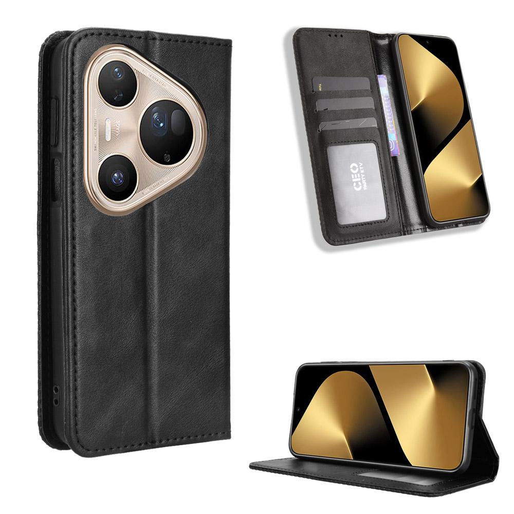 For Huawei Pura 80 Pro+/Huawei Pura 80 Pro Leather Case Wallet Stand Retro Texture Phone Cover