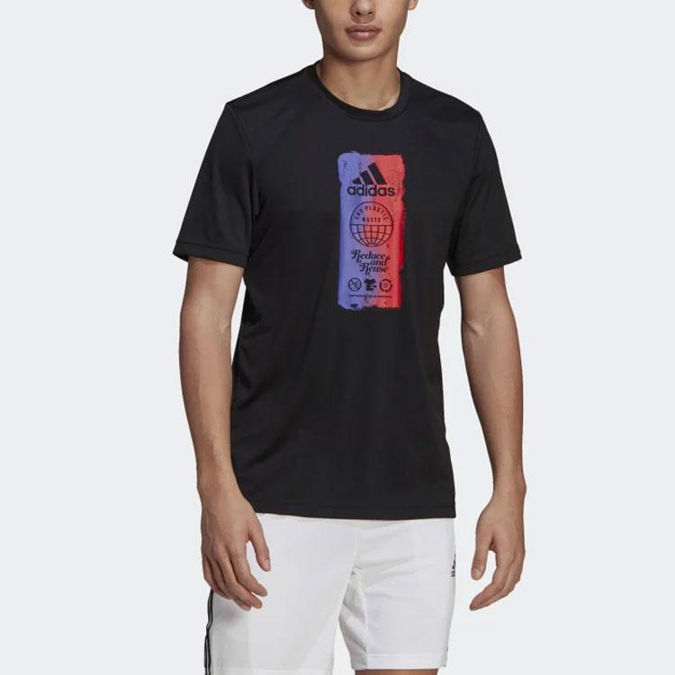 adidas T Shirts Men's Black Crew Neck Moderate Straight Fit GL3263