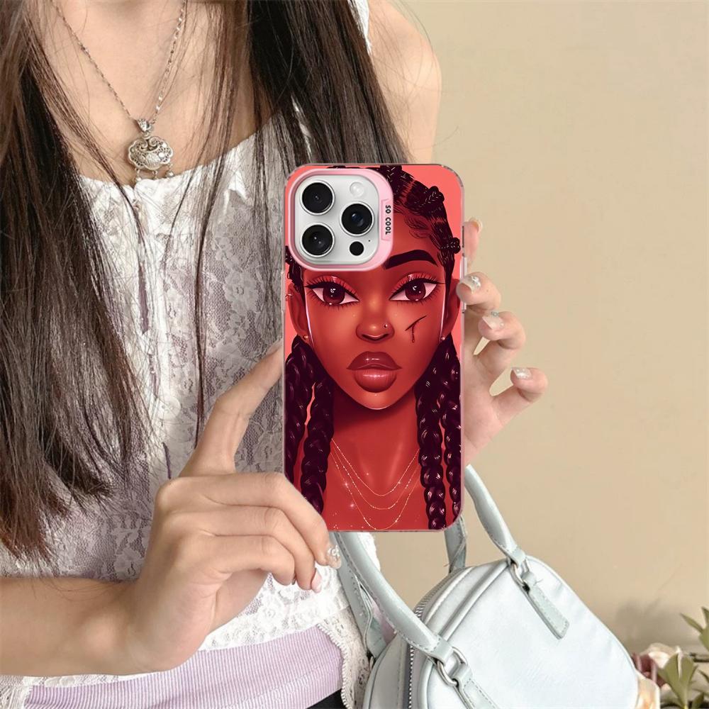 Afro Girls Art Phone Case For iPhone 16 15 14 13 12 11 Pro Max X XR XSMAX 8 7 Plus Matte Shockproof Back Cover