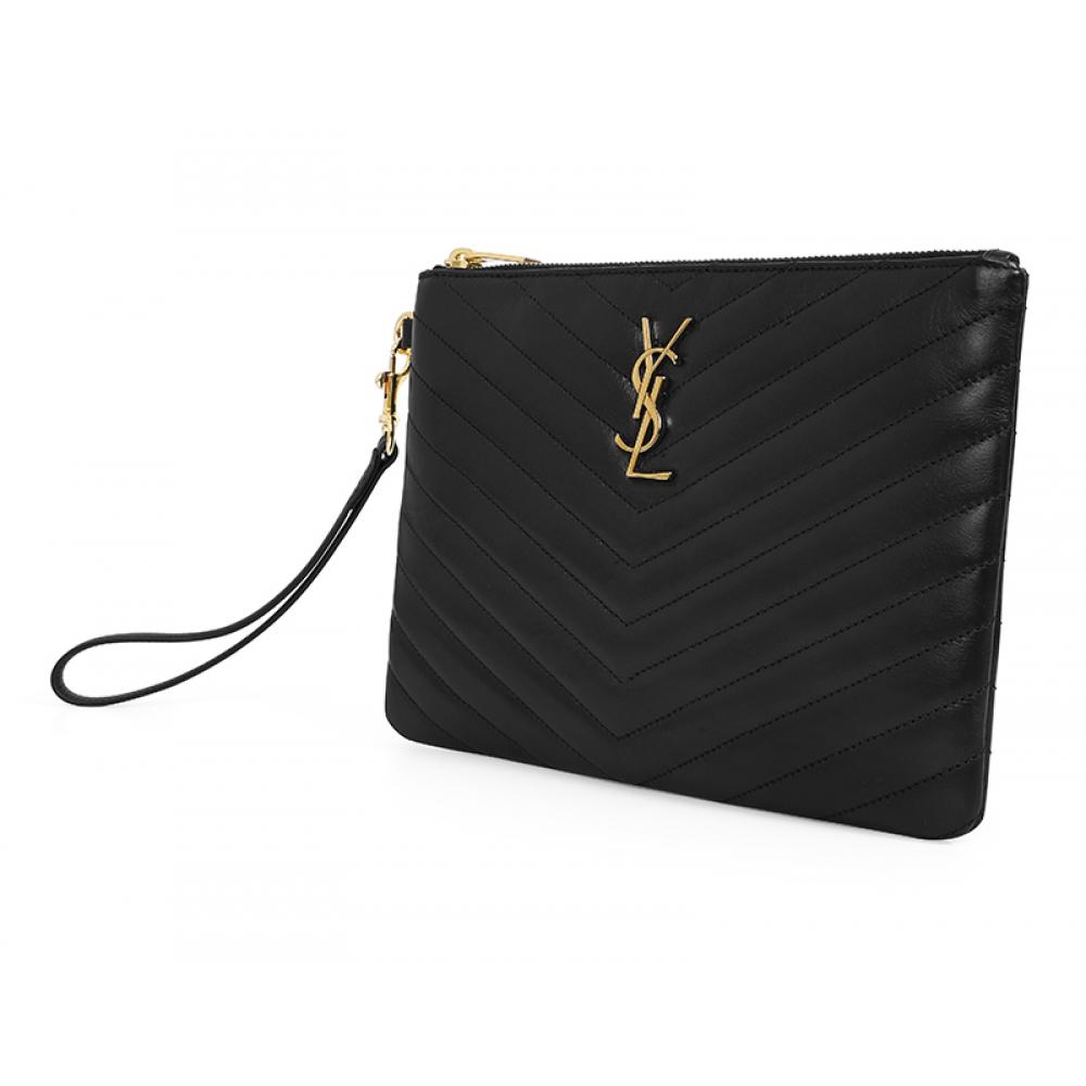 Saint Laurent 379039 Cwu01 1000 Cassandra Monogram Matelass  Gold Small Clutch Bag