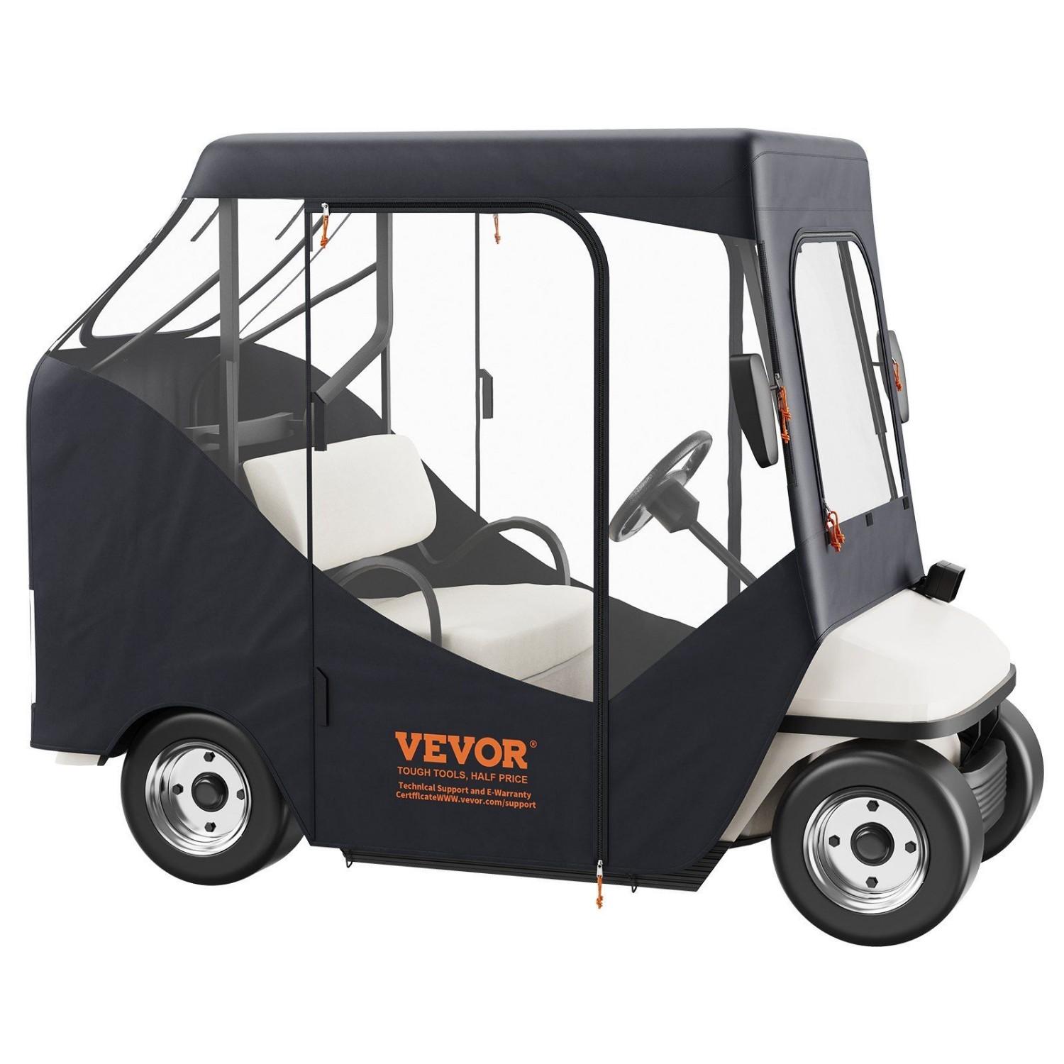 VEVOR Golf Cart Enclosure, 600D Polyester Driving Enclosure with 4-Sided Transparent Windows, 2 Passenger Club Car Covers Univer Default