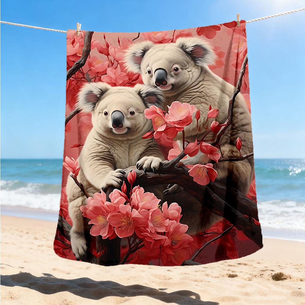 1pc Koala, Blossom Outdoor Blanket - Lightweight Flannel Throw For Travel, Camping, Livingroom, Couch, Chair yy251114197