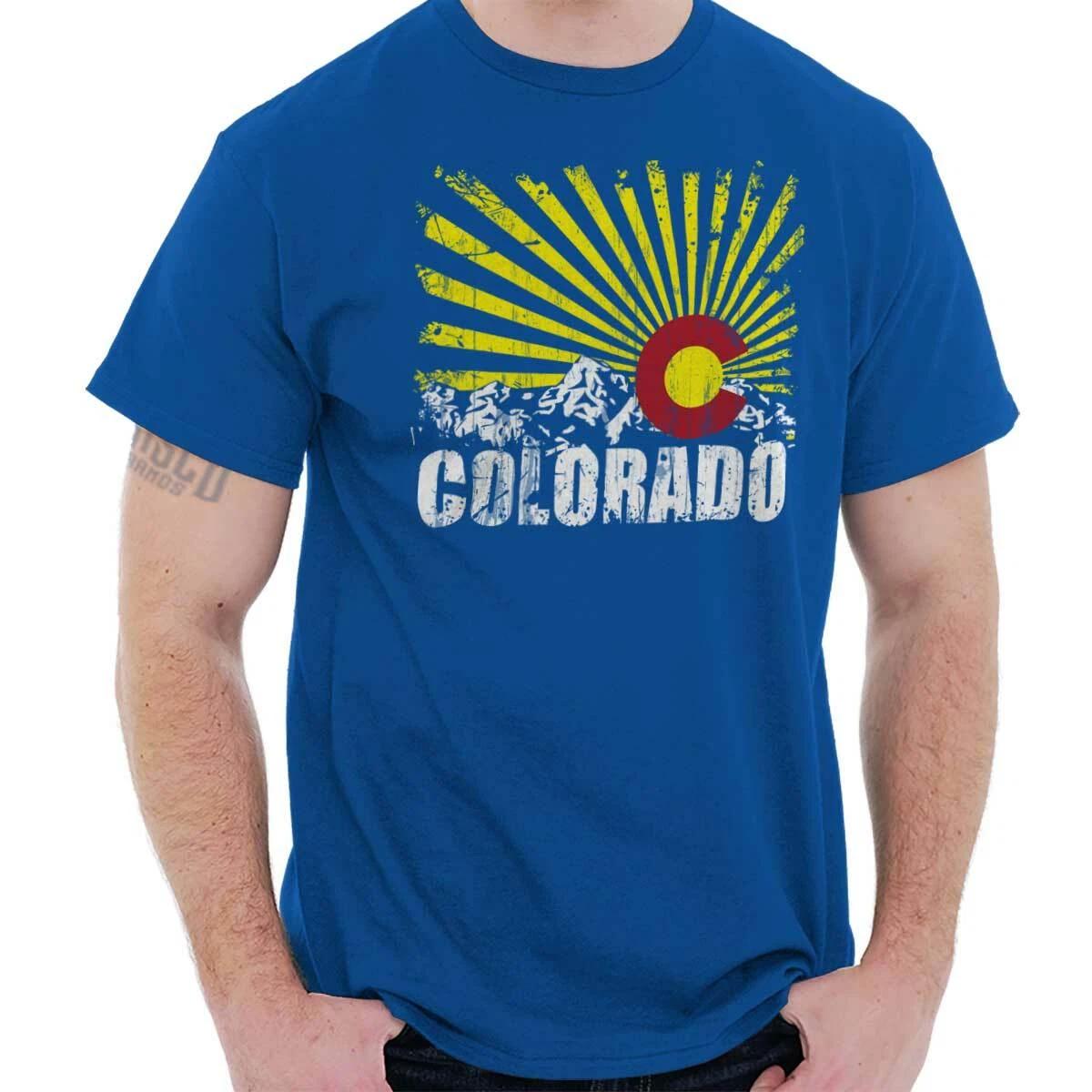 Colorado Flag Rocky Mountains Vacation Gift Adult Short Sleeve Crewneck Tee XXL
