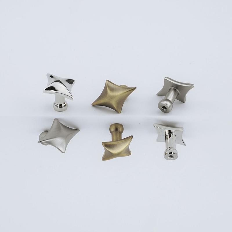 Vierkante Ster Kastknoppen Zinklegering Moderne Minimalistische Meubelgrepen Glanzend Zilver Compact Stervormige Ladeknop