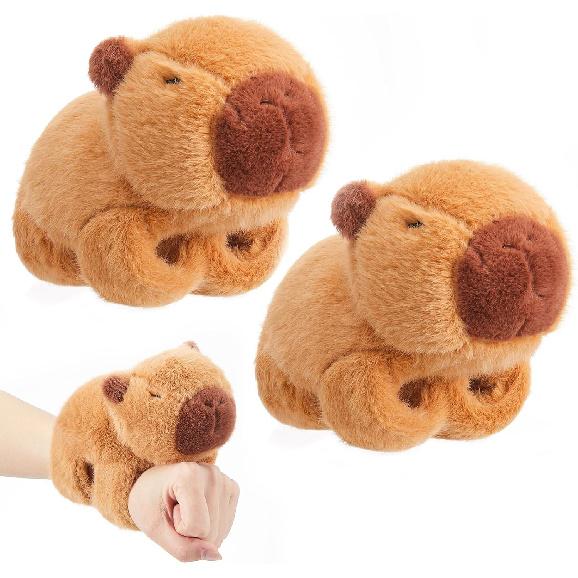 2 Pcs Animal Slap Bracelets Stuffed Animal Capybara Huggers Slap Bracelets 8.5   Capybara Plush Toy Wrist Stuffed Animal Slap Band for Kids Birthday