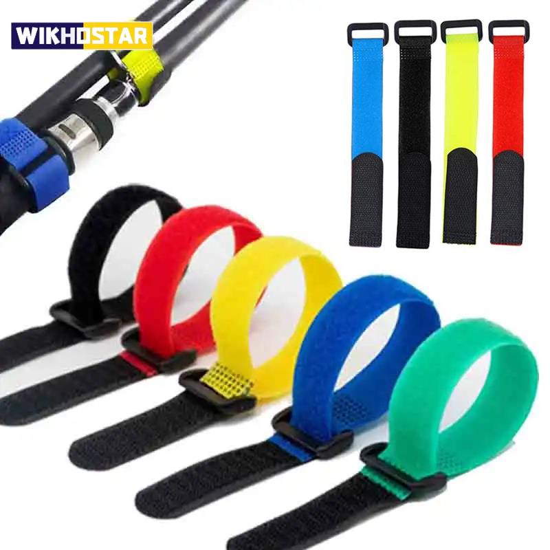 Fishing Rod Tie Holder Strap Suspender Fastener Hook Loop Ties Belt Fishing Rod Strapping Wrap Band Outdoor Fish Tool