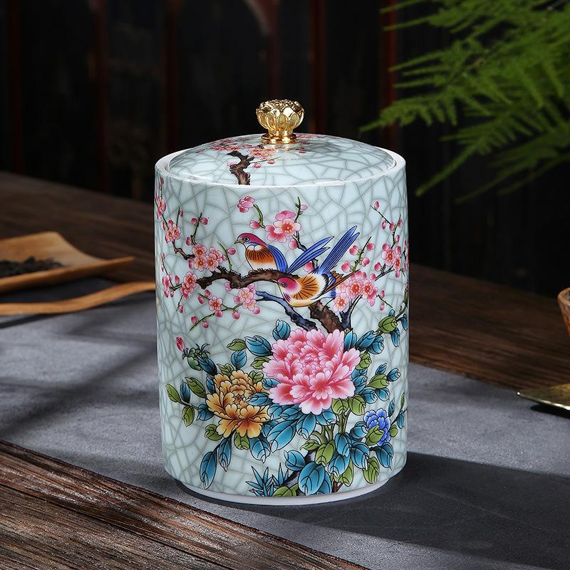 

Chinese-style Ceramic Storage Jars Living Room Sealed Cans Dried Fruit Storage Boxes Household Kitchen Supplies Sealed Cans