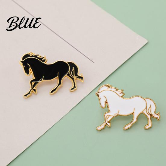 Black And White Brooch Horse Chinese Style Enamel Pin Smooth