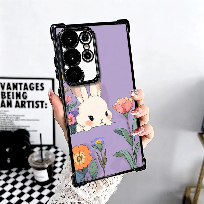 Cute Cartoon Bunny Rabbit Plating Phone Case For Samsung Galaxy S24 S25 FE S26 Edge S23 Ultra S22 S21 Plus S20 Anti-Fall Airabag