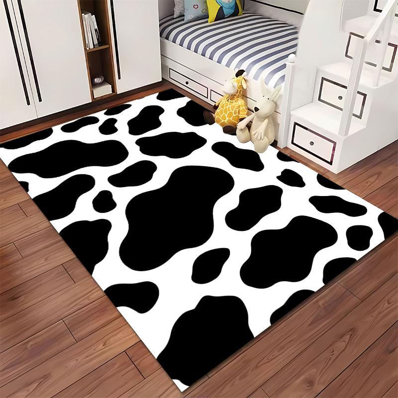 Cow Print Black White Carpet Suitable As a Non-slip Mat for the Living Room or Bedroom Sofa