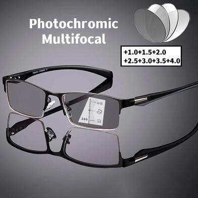 Business Progressive Multifocal Reading Glasses Trendy Near Far Presbyopia Vintage Pochromic Sun Glasses Eyewear +1.0 To +4.0