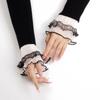 Sweet Floral Stretch Wrist Lace Horn Cuffs Detachable Shirt Fake Sleeves Wristband False Cuffs White