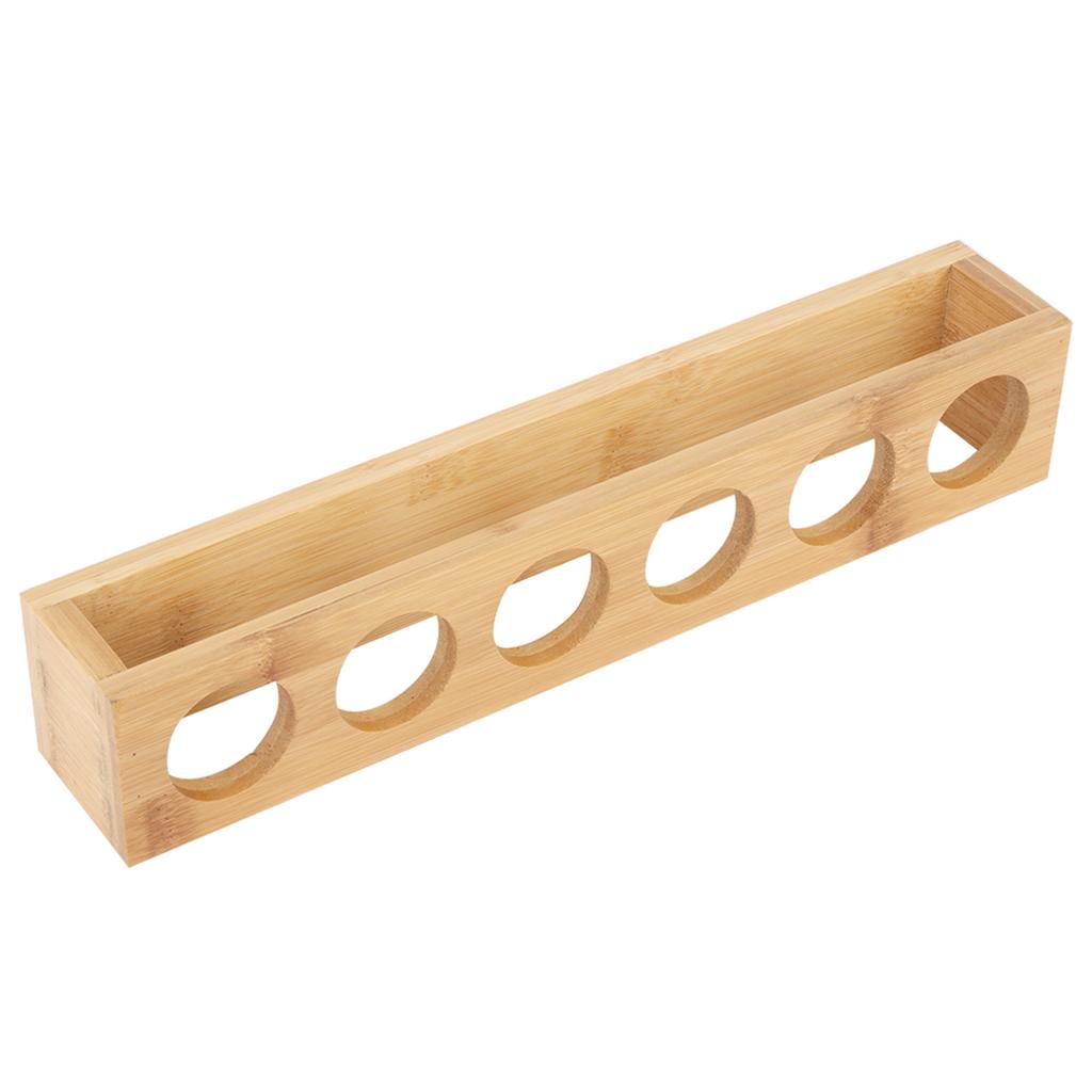 Dřevěná stolní jedna řada 6 lahví Stojan na poháry na víno Držák na sklenice Organizér police na displeji 6 otvorů