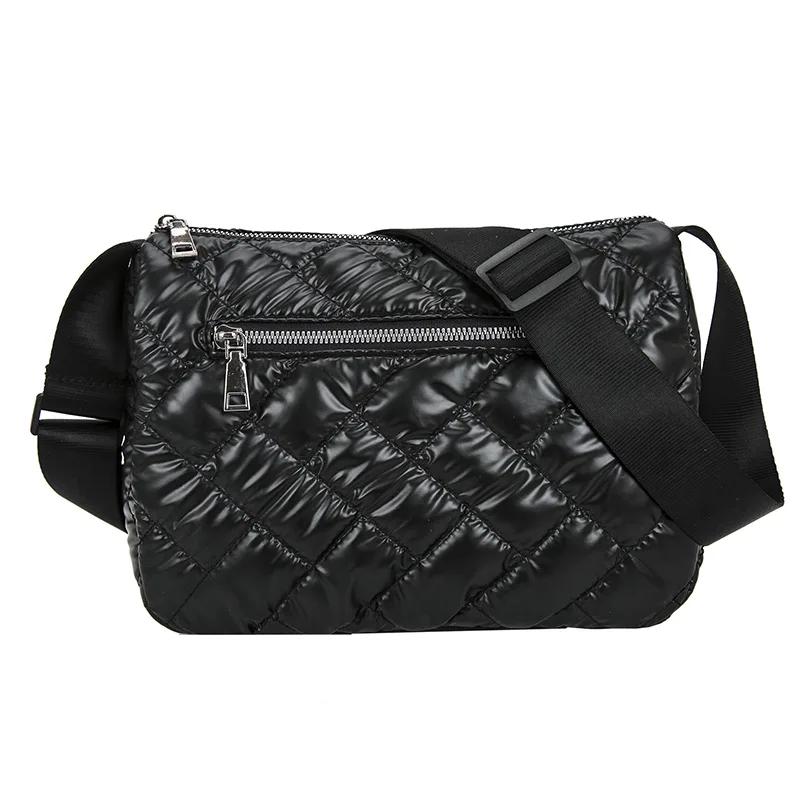 

Fashion Space Pad Cotton Shoulder Bag for Women Winter Nylon Crossbody Bag Lady Quilted Padded Bags Female Fluffy Shopper Tote чёрный