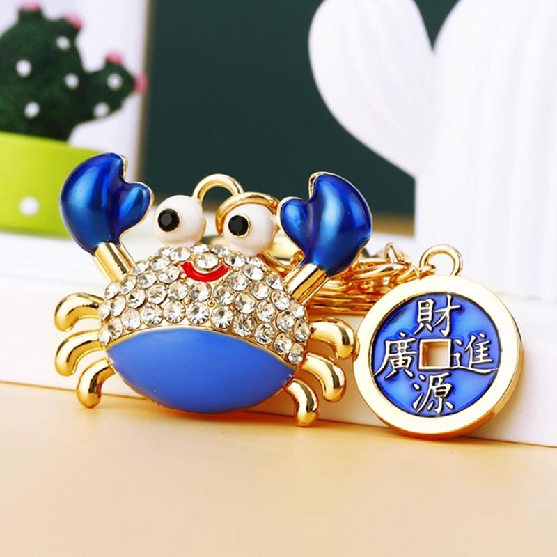 Chinese Style Lion Dance Rhinestone Metal Keychain Small Pendant Creative Backpack Keychain