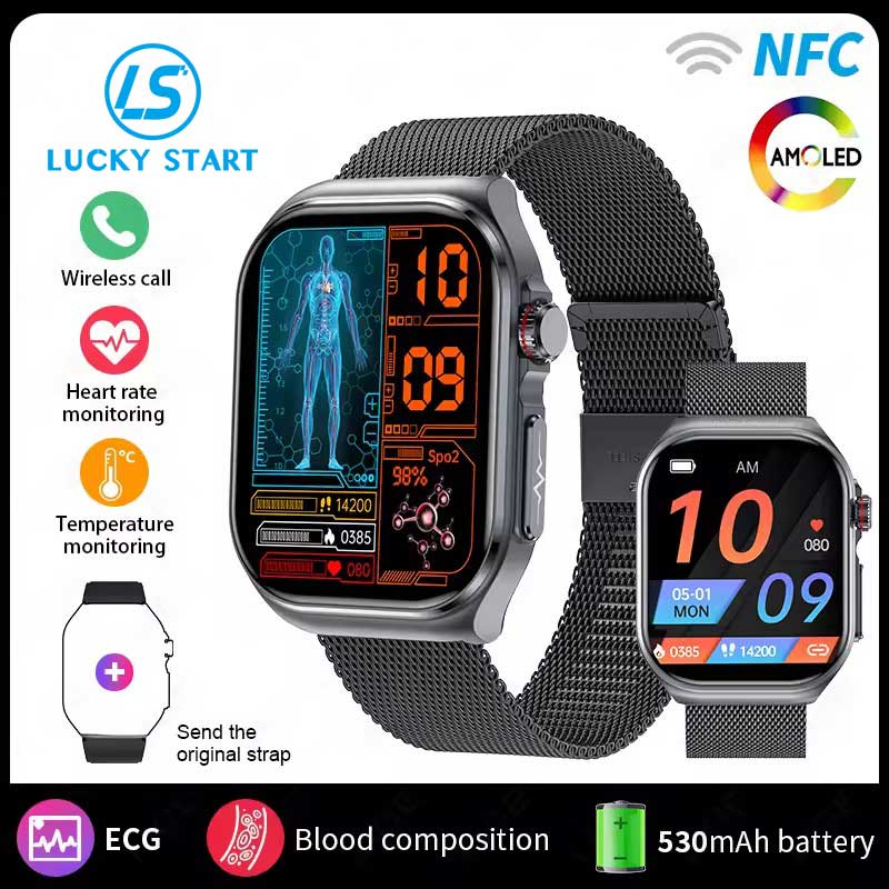 Micro-physical Examination AMOLED Smart Watch Men ECG Blood Compositoin Health Monitoring Bluetooth Call Women Sports Smartwatch