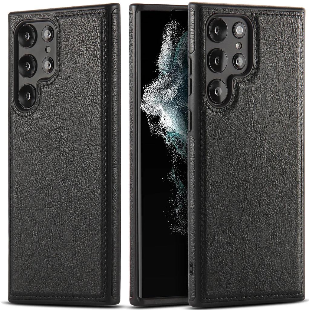 PU Leather Cover For Samsung Galaxy S26 S25 S24 S23 Ultra S22 Plus + Soft Slin Thin Business Phone Case Casing