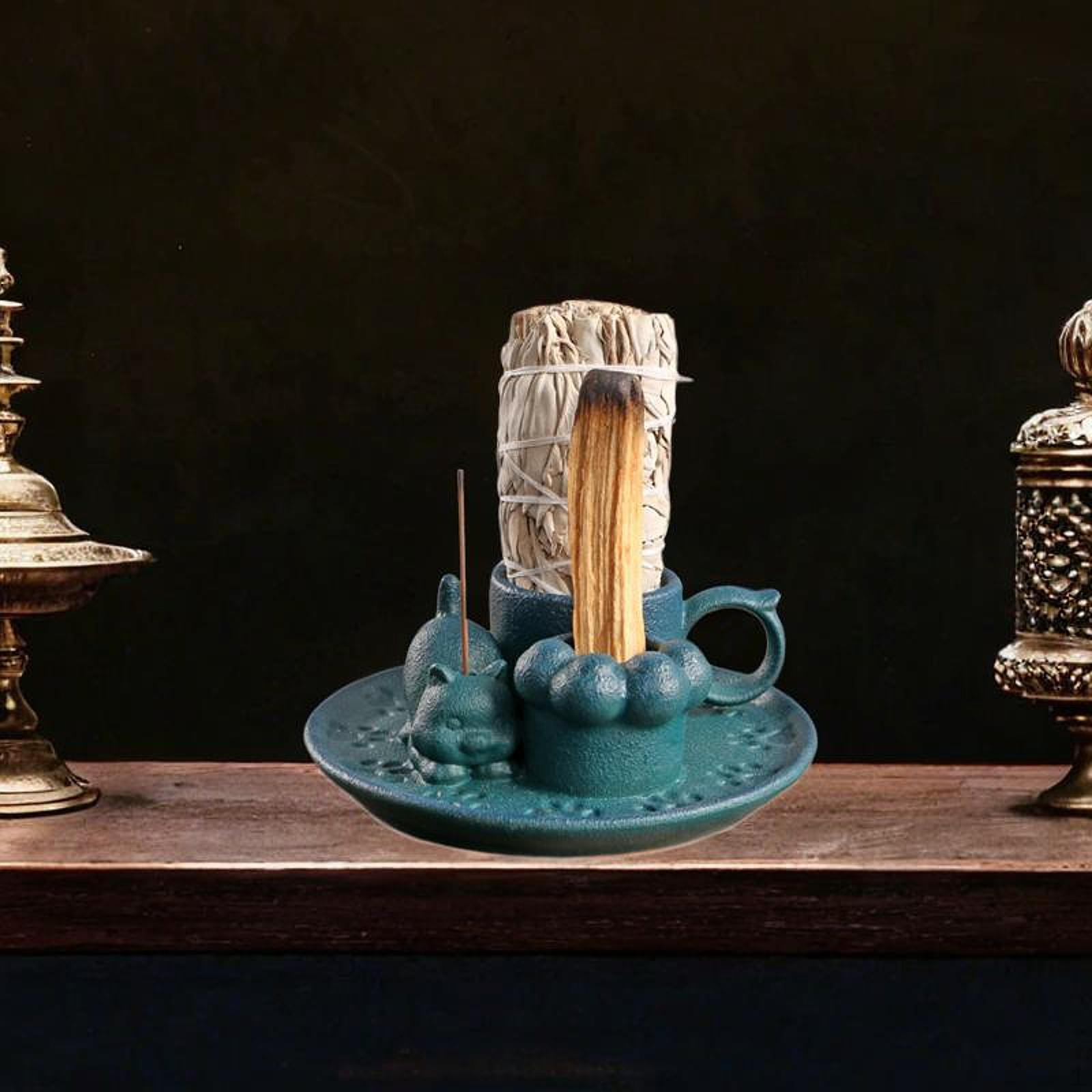 

Подсвечник Palo Santo, керамическая свеча, шалфей, чаша для свечей, для стола, столовой, гостиной Blue