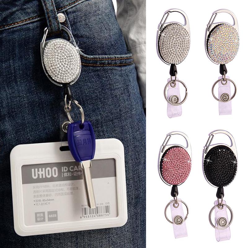 Retractable Keychain Badge Reel Clip Name Id Card Belt Keyring Bag Chain Clip