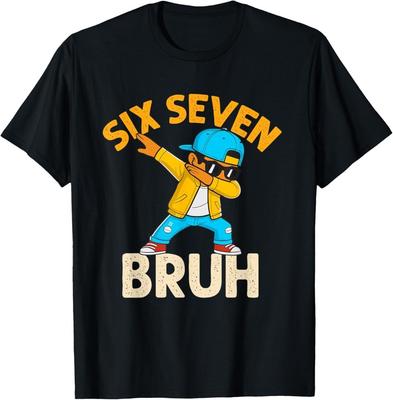Dabbing Six Seven Bruh 67 Meme 6 7 Numbers Funny  T-Shirt