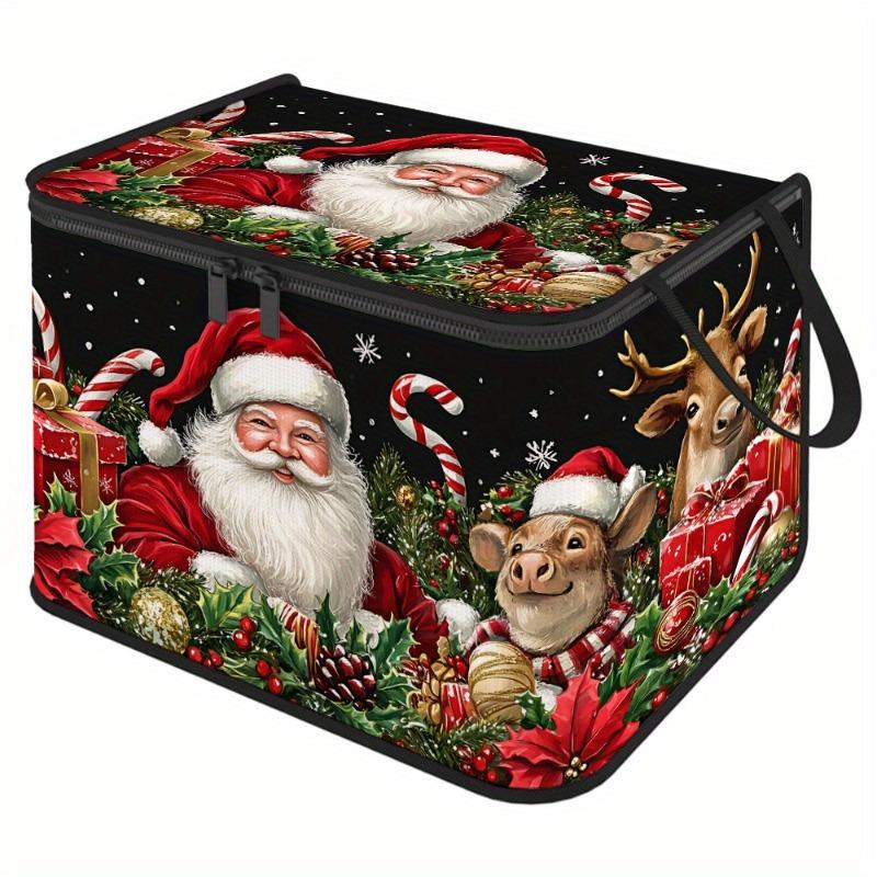 Weihnachts-Aufbewahrungsbox faltbar große Kapazität Kleider-Organizer Stoffschrank Spielzeugbehälter Behälter mit Deckel Griffen 1pc(42*30*30cm)