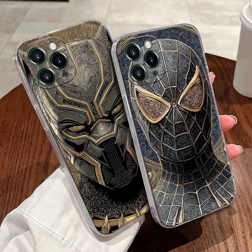Coque de téléphone Marvel Spider-Man Iron Man Black Panther Pour iPhone 17 Pro Max 17E 11 12 13 14 15 16 Pro Max Plus 17 Air 16E XS Housse Souple
