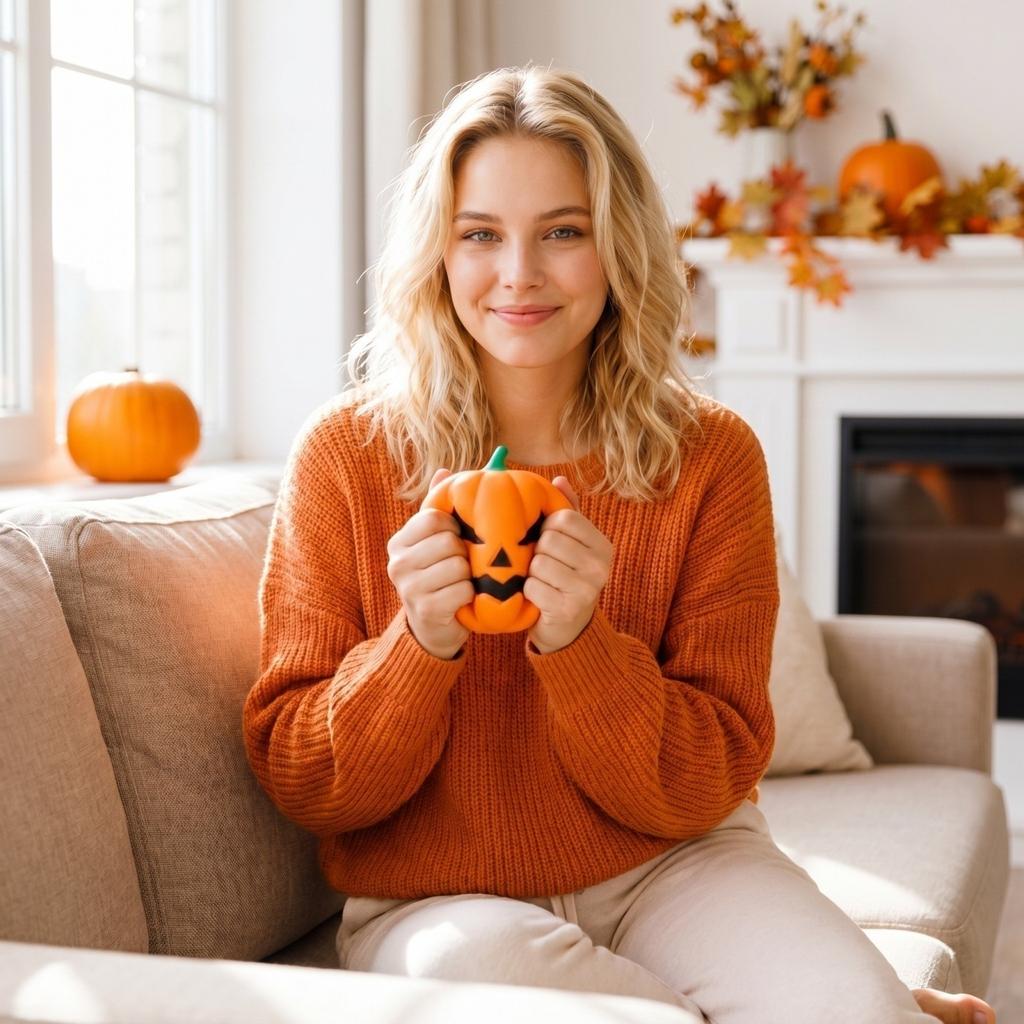 Halloween Pumpkin Squeeze Toy Stress Relief Fidget Sensory Toy for Kids and Adults Soft Decompression Toy Party Favor