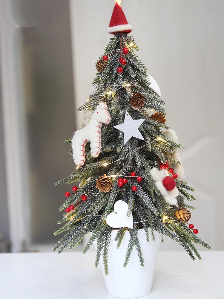 Creative White Basin Small Christmas Tree Simulation Tree Diy Home Small Potted Christmas Gift Desktop Mini Ornament Decoration