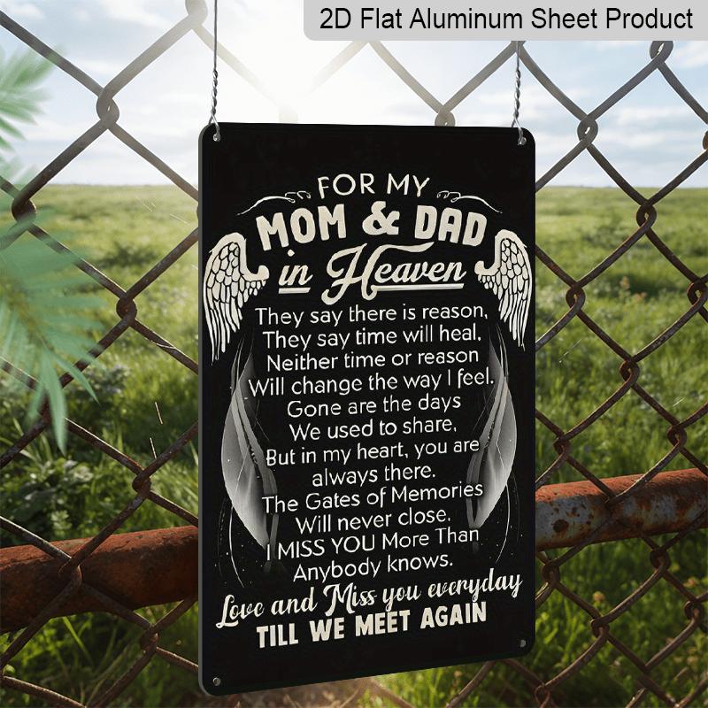 2D Flat Memorial for Mom & Dad for Remembering Loved Ones - Suitable for Memorial Day Aluminium Sign Wall Art for Home, Yard, Backyard, Patio & Porch