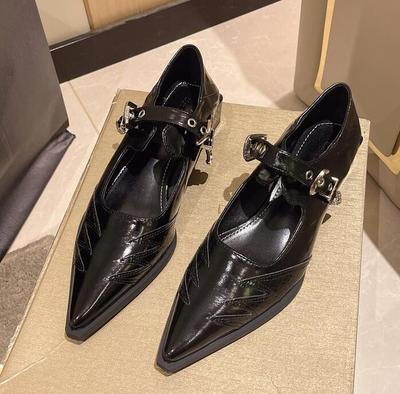 Fashion Pointed Toe Mary Jane Shoes Fashion Shallow Low Heel Women Shoes Casual Lady Ankle Strap Single Pumps Pointed Toe Square Pumps