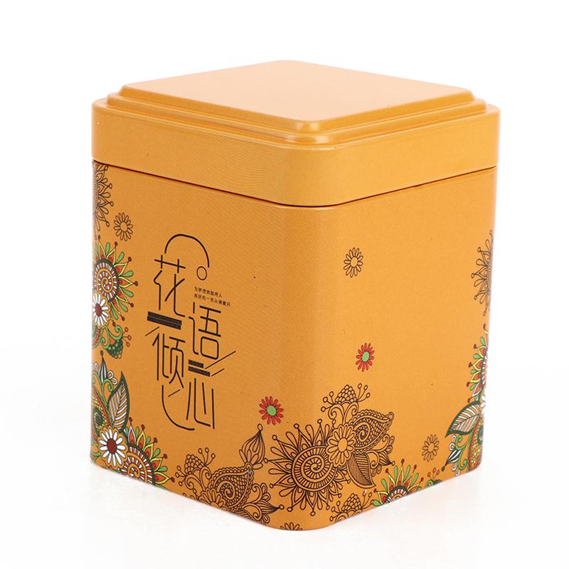 Tea Sealed Box Kitchen Storage Container Jar Tin Square Can Candy Iron Vintage