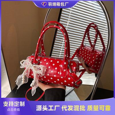 Niche Design Bag Women's New Summer Shoulder Messenger Bag Polka Dot Portable Cylinder Bag