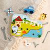 Wooden Farm Transportation Screw Toy, 3D Puzzle Metal Screw Tool, Color and Shape Recognition, Hand Eye Coordination Training,Educational Teaching Toy